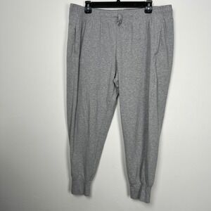 Pact Womens XL Organic Cotton Cropped Jogger Sweatpants Gray Drawstring Pockets